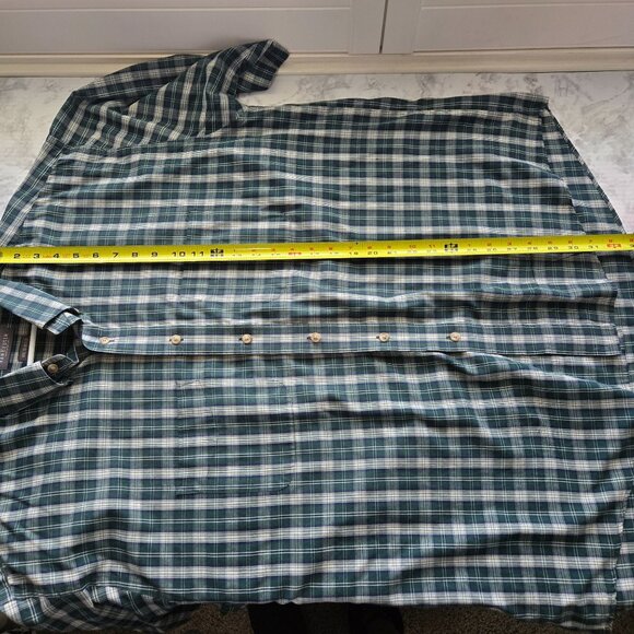 Van Heusen Men's Wrinkle-Free Green Plaid Button-Up Short Sleeve Shirt XXL - Picture 6 of 6